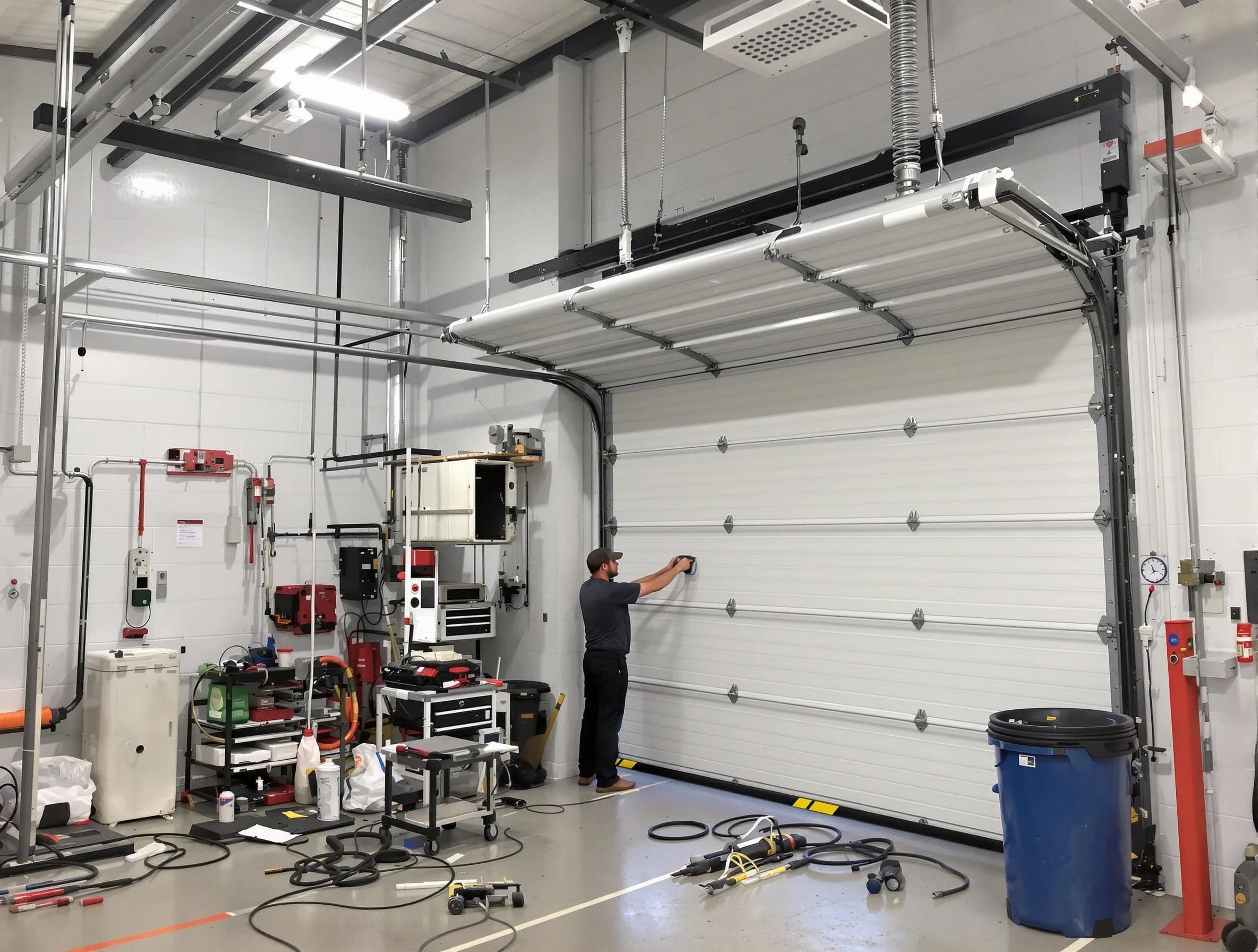 Acton Garage Door Repair certified technician performing commercial door repair at a Acton business facility