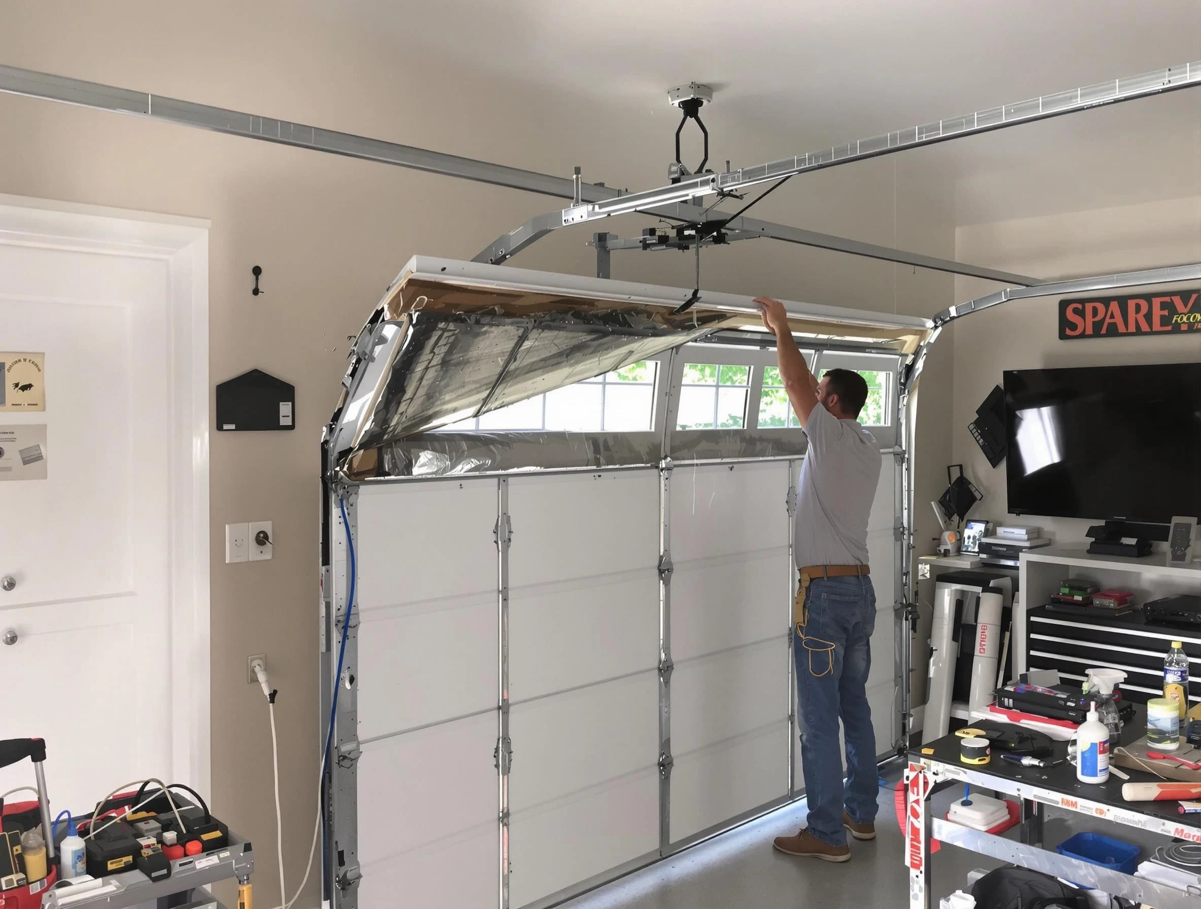 Garage door section replacement by Acton Garage Door Repair in Acton