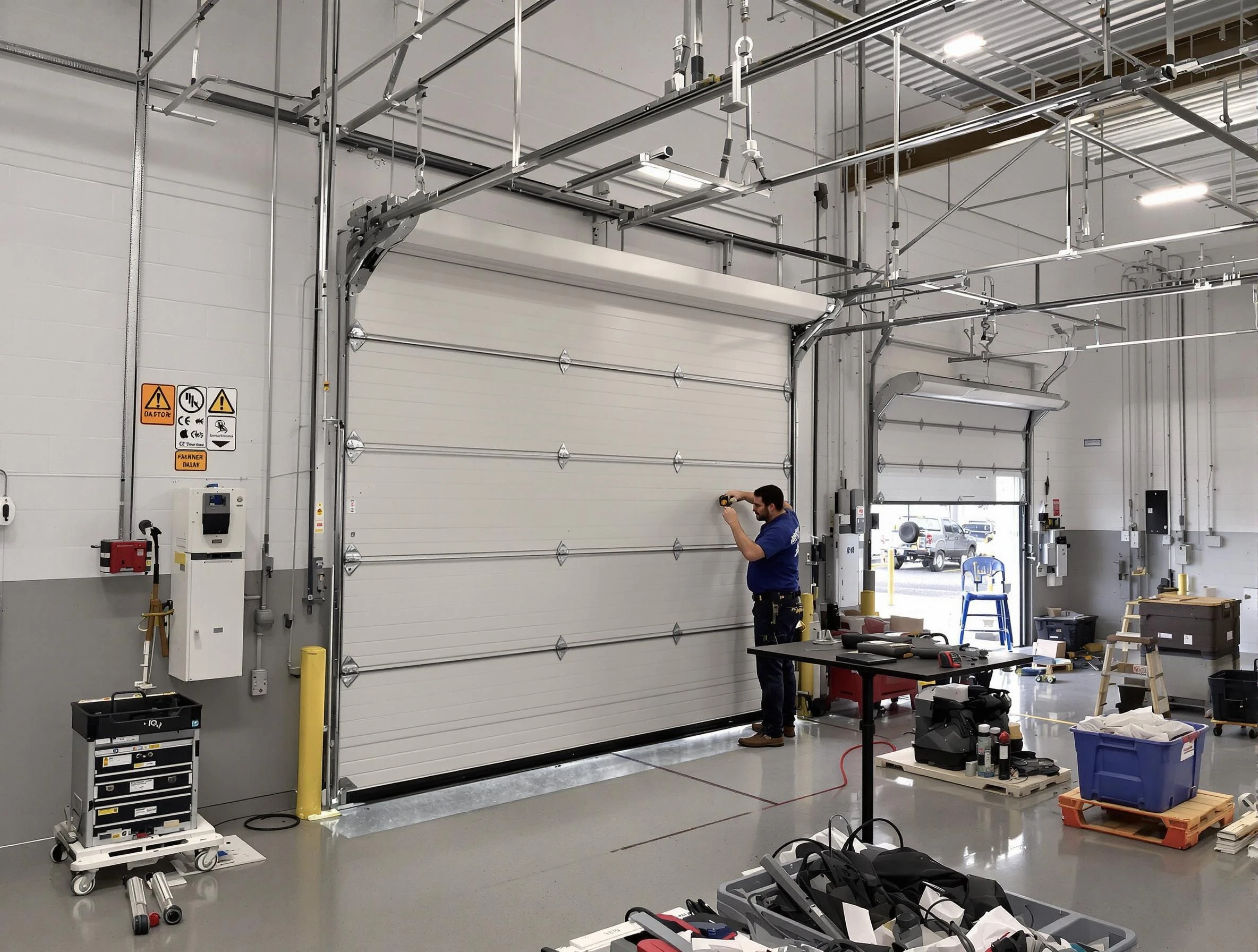 Commercial garage door repair being performed by Acton Garage Door Repair expert in Acton