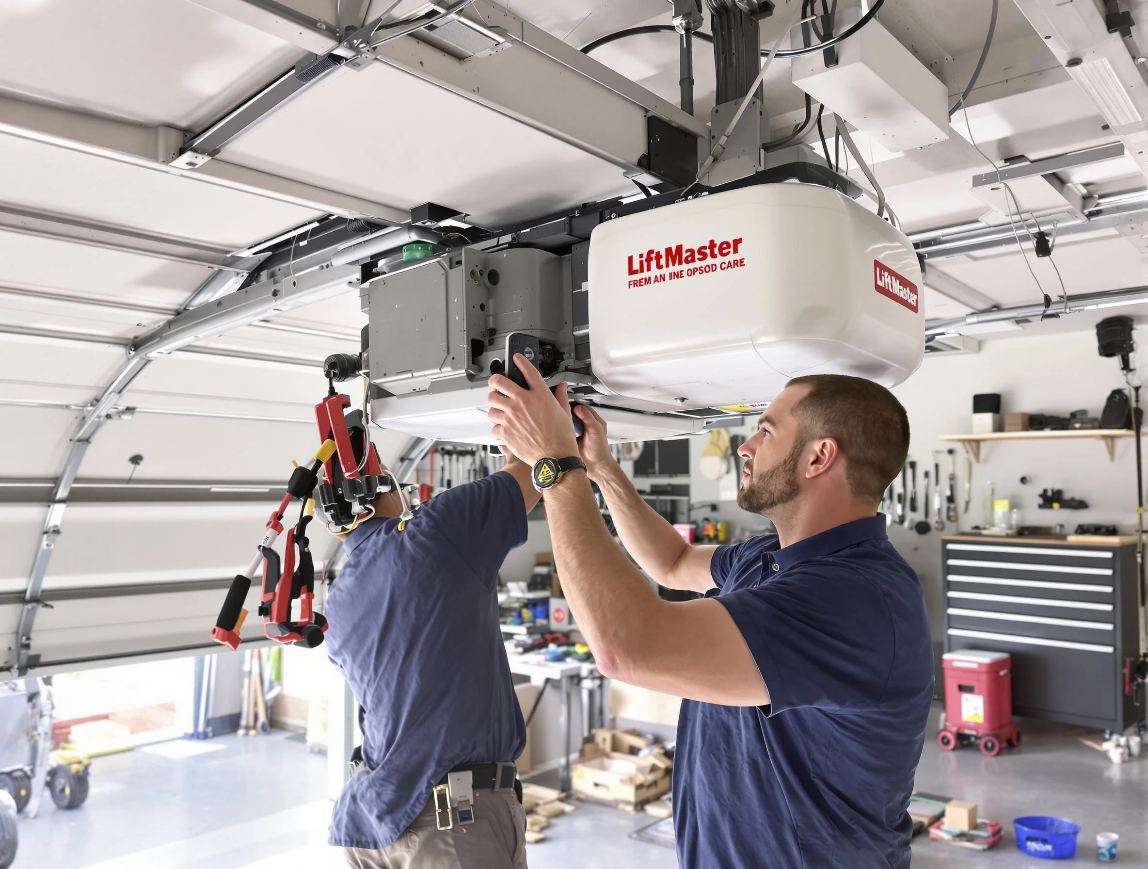 Acton Garage Door Repair technician performing advanced diagnostics on garage opener in Acton
